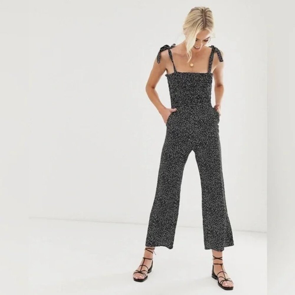 Los Angeles Atelier &Other Stories Black White Tie Shoulder Jumpsuit, US size 6